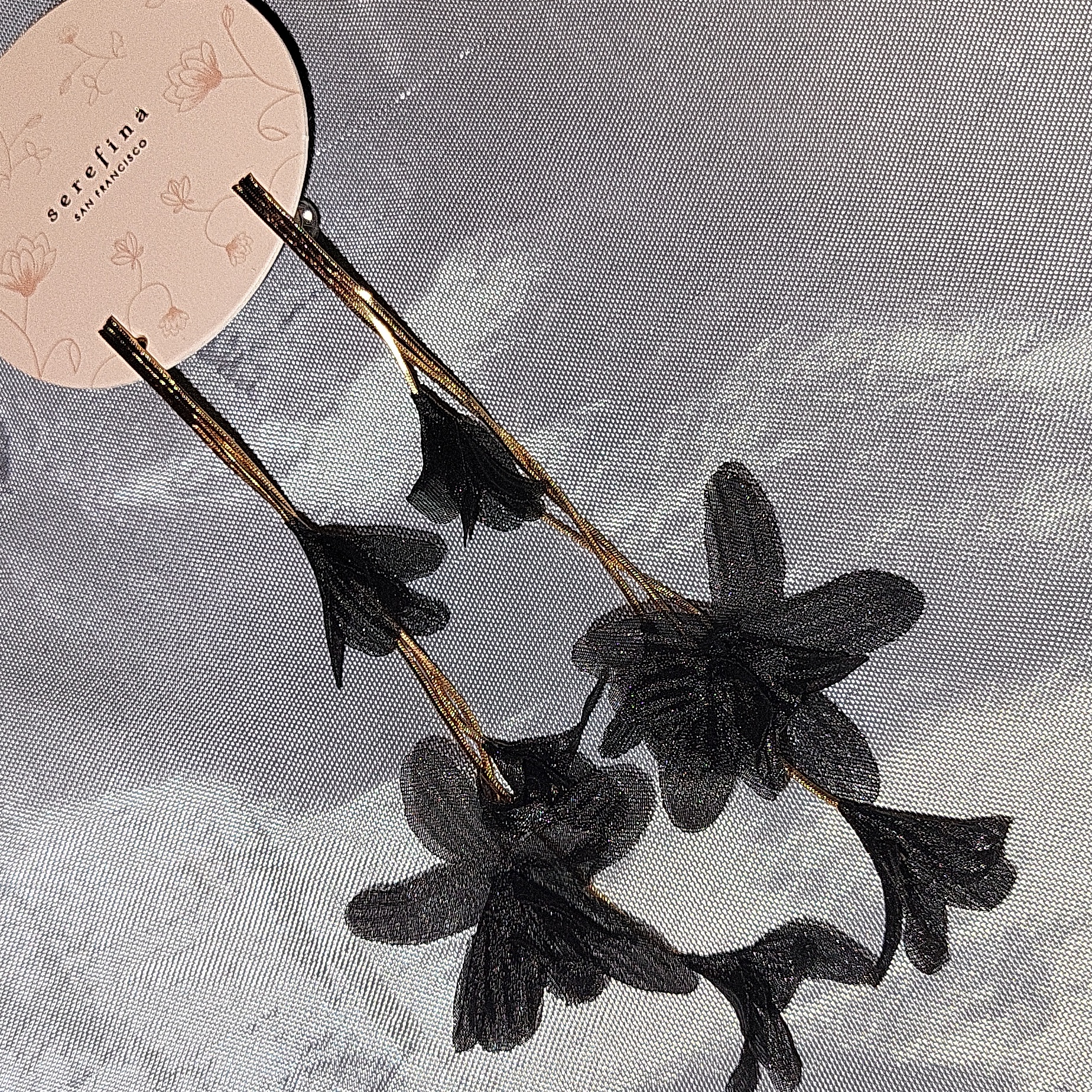 Serefina Black Floral Dainty Drop Earrings Te 29$